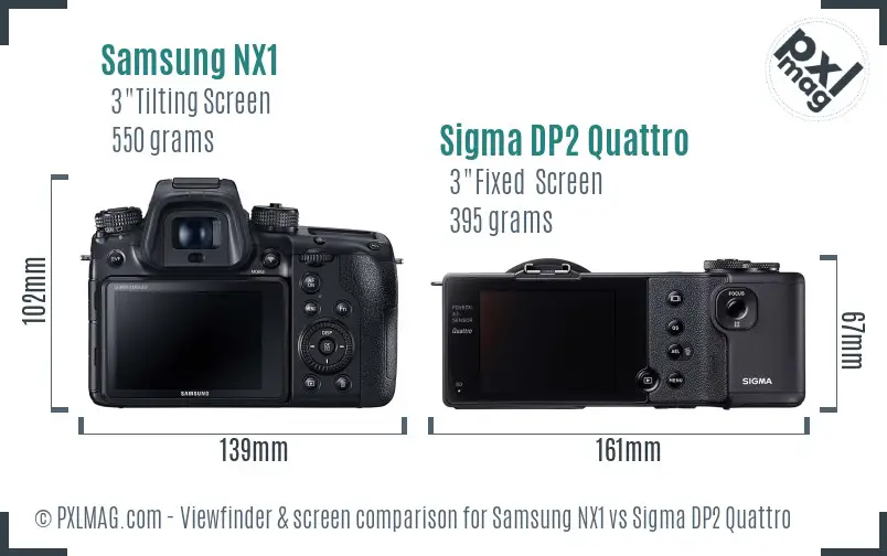 Samsung NX1 vs Sigma DP2 Quattro Screen and Viewfinder comparison