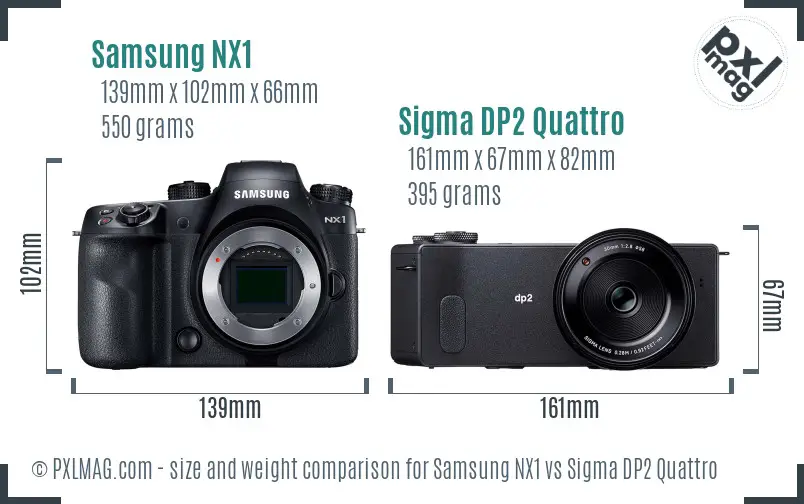 Samsung NX1 vs Sigma DP2 Quattro size comparison