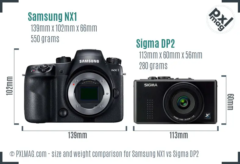 Samsung NX1 vs Sigma DP2 size comparison