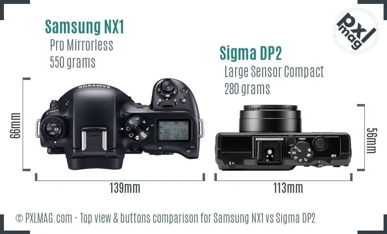 Samsung NX1 vs Sigma DP2 top view buttons comparison