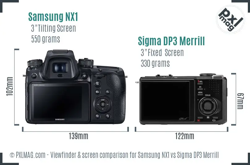 Samsung NX1 vs Sigma DP3 Merrill Screen and Viewfinder comparison