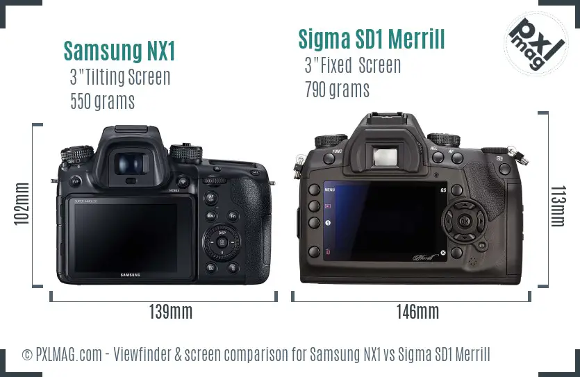 Samsung NX1 vs Sigma SD1 Merrill Screen and Viewfinder comparison