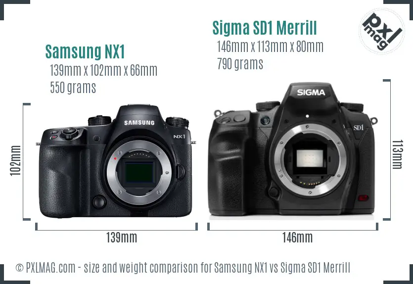 Samsung NX1 vs Sigma SD1 Merrill size comparison
