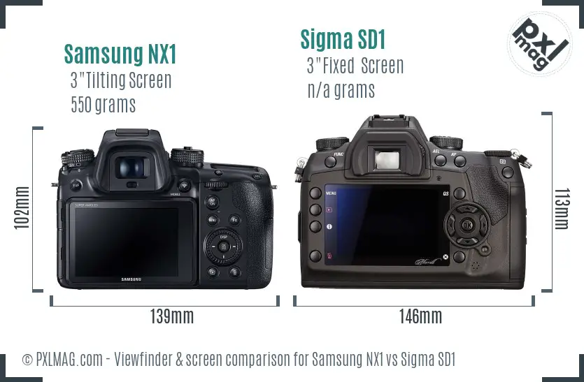Samsung NX1 vs Sigma SD1 Screen and Viewfinder comparison
