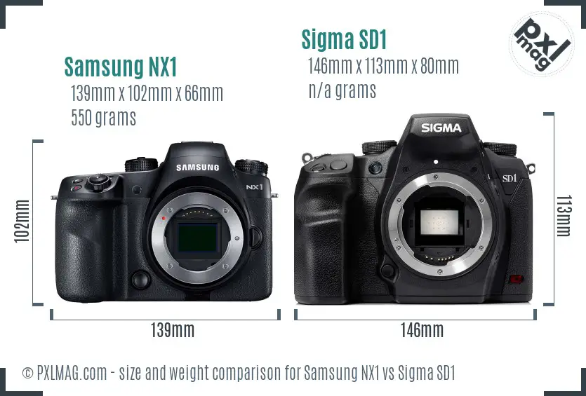 Samsung NX1 vs Sigma SD1 size comparison