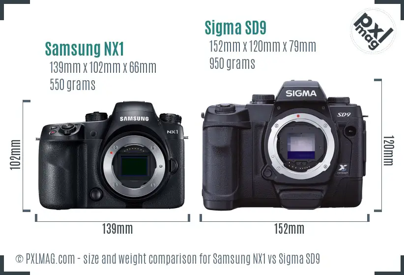 Samsung NX1 vs Sigma SD9 size comparison