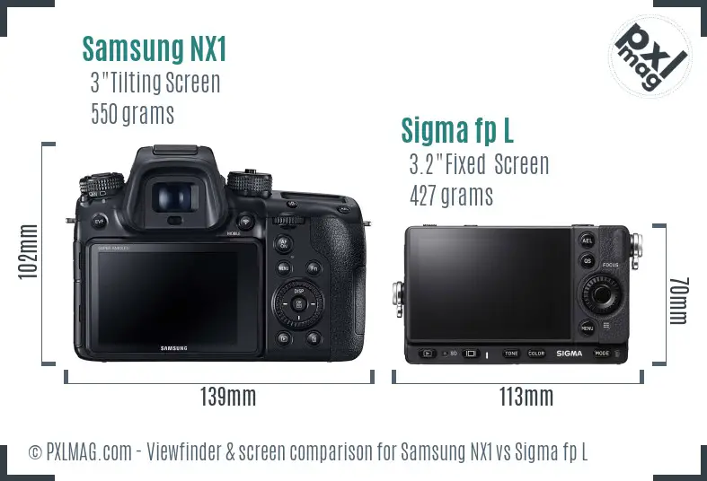 Samsung NX1 vs Sigma fp L Screen and Viewfinder comparison