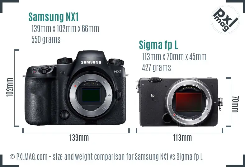 Samsung NX1 vs Sigma fp L size comparison