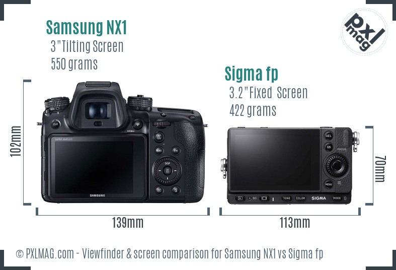 Samsung NX1 vs Sigma fp Screen and Viewfinder comparison