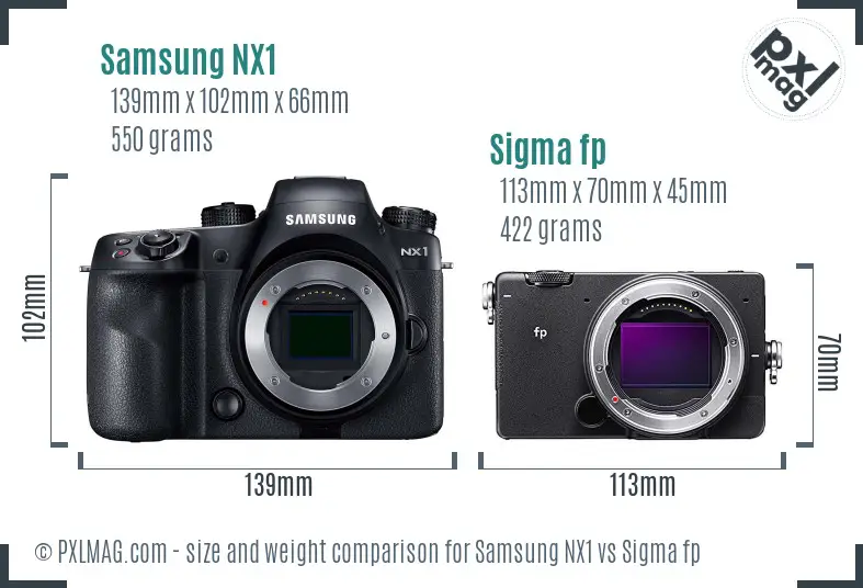 Samsung NX1 vs Sigma fp size comparison
