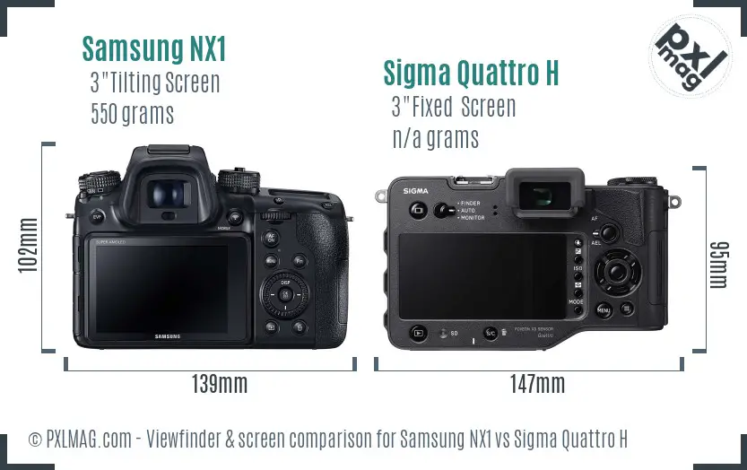 Samsung NX1 vs Sigma Quattro H Screen and Viewfinder comparison