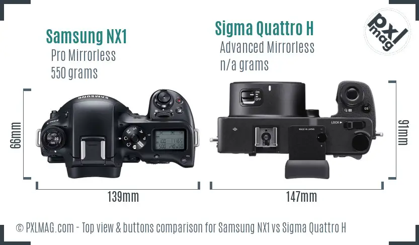 Samsung NX1 vs Sigma Quattro H top view buttons comparison