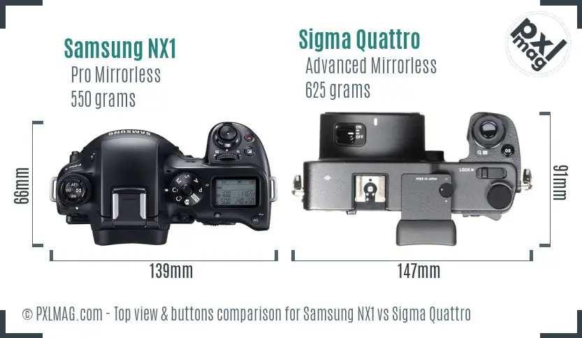 Samsung NX1 vs Sigma Quattro top view buttons comparison