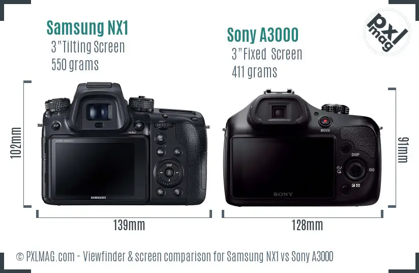 Samsung NX1 vs Sony A3000 Screen and Viewfinder comparison