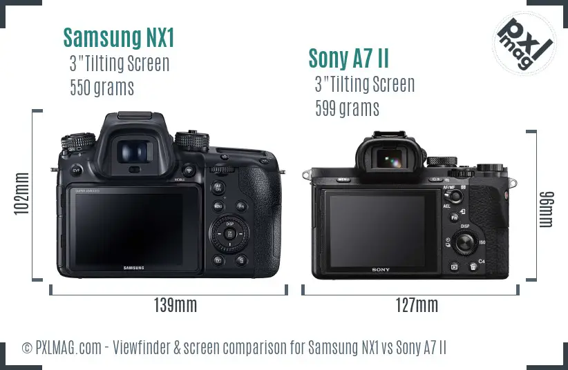 Samsung NX1 vs Sony A7 II Screen and Viewfinder comparison