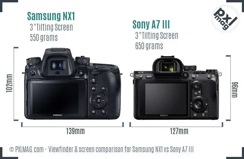 Samsung NX1 vs Sony A7 III Screen and Viewfinder comparison