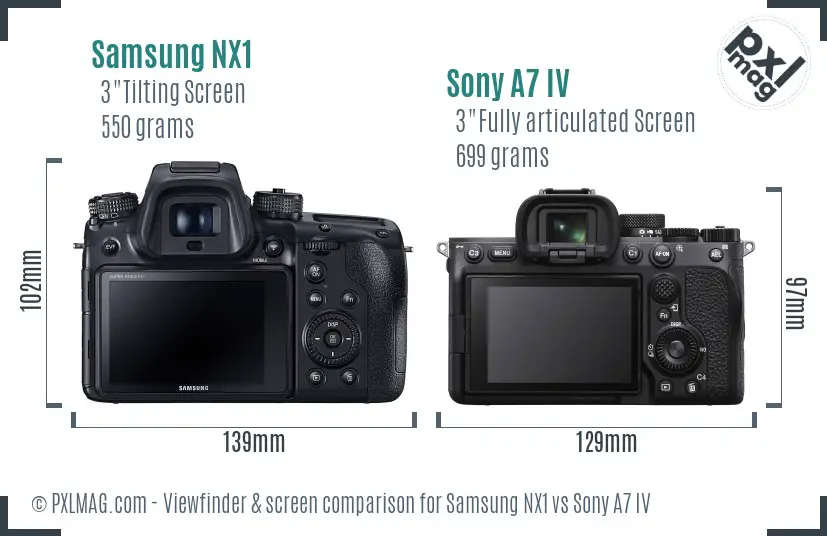Samsung NX1 vs Sony A7 IV Screen and Viewfinder comparison
