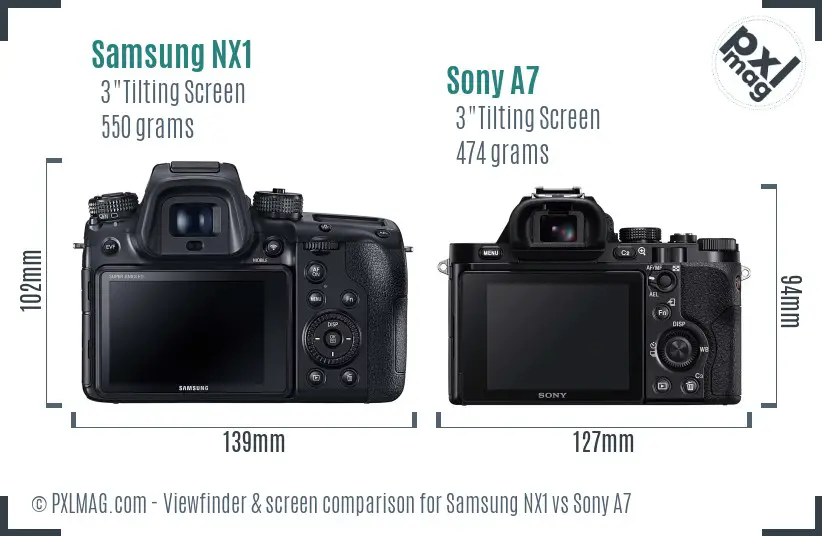 Samsung NX1 vs Sony A7 Screen and Viewfinder comparison