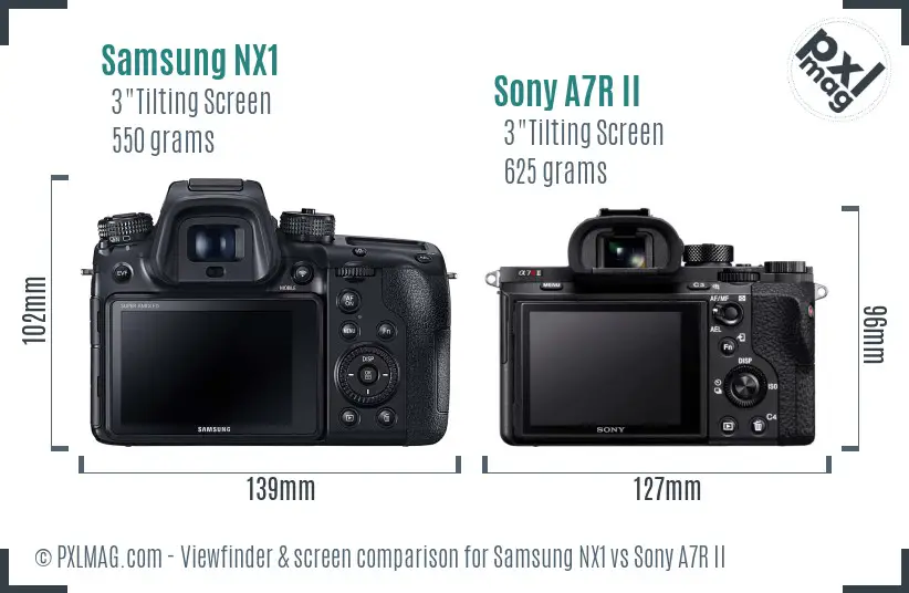 Samsung NX1 vs Sony A7R II Screen and Viewfinder comparison