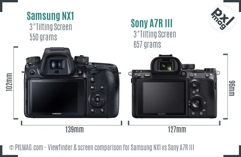 Samsung NX1 vs Sony A7R III Screen and Viewfinder comparison