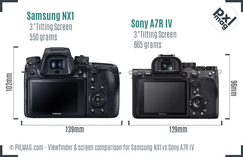 Samsung NX1 vs Sony A7R IV Screen and Viewfinder comparison