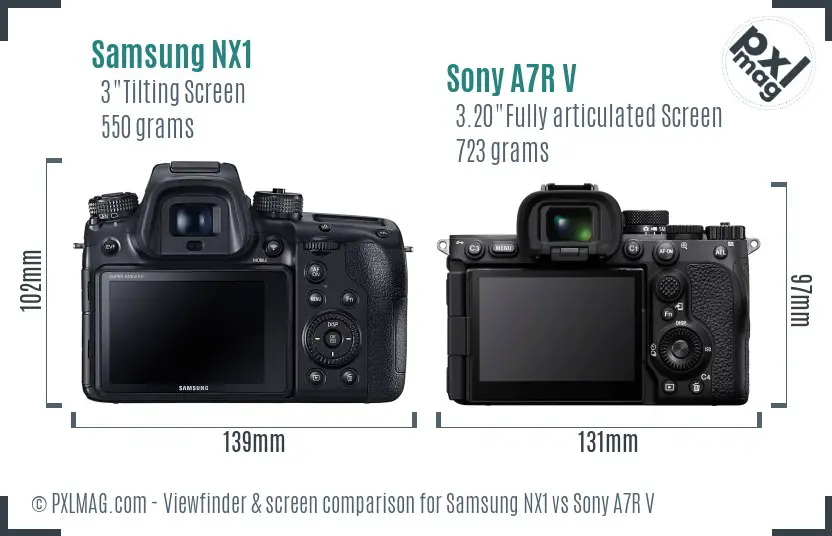 Samsung NX1 vs Sony A7R V Screen and Viewfinder comparison