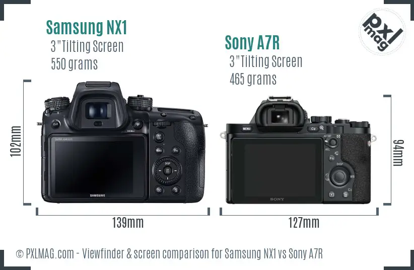 Samsung NX1 vs Sony A7R Screen and Viewfinder comparison