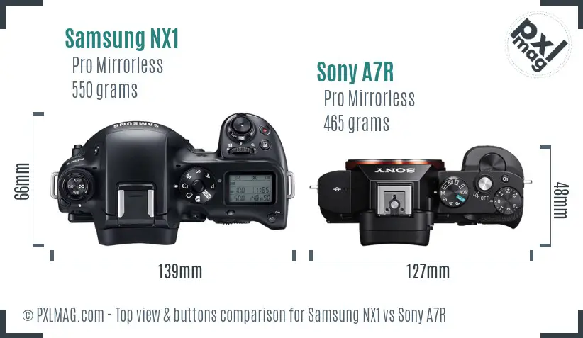 Samsung NX1 vs Sony A7R top view buttons comparison