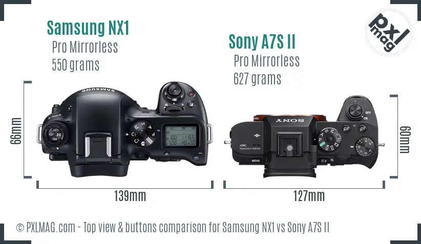 Samsung NX1 vs Sony A7S II top view buttons comparison
