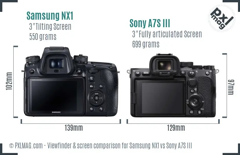Samsung NX1 vs Sony A7S III Screen and Viewfinder comparison