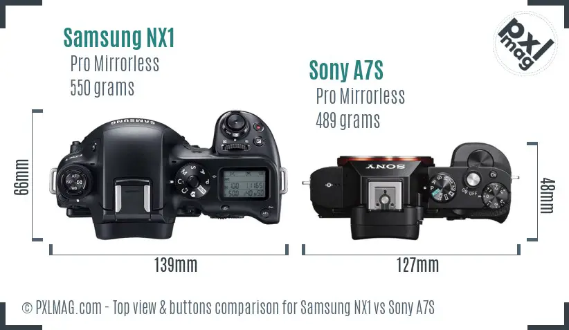 Samsung NX1 vs Sony A7S top view buttons comparison