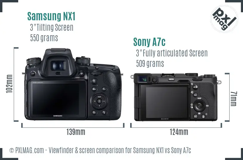 Samsung NX1 vs Sony A7c Screen and Viewfinder comparison