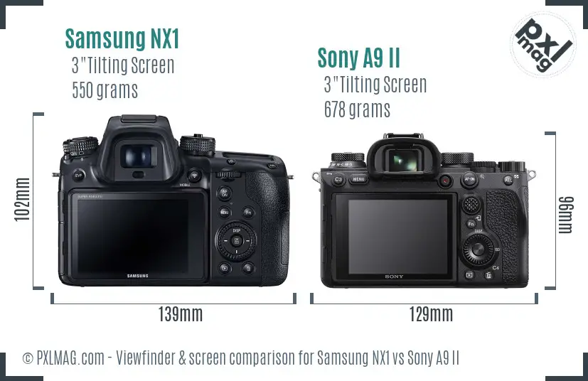 Samsung NX1 vs Sony A9 II Screen and Viewfinder comparison