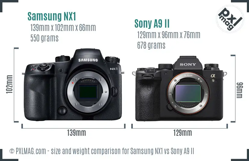 Samsung NX1 vs Sony A9 II size comparison