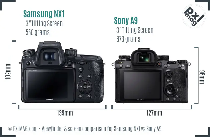 Samsung NX1 vs Sony A9 Screen and Viewfinder comparison