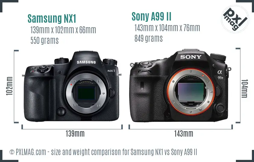 Samsung NX1 vs Sony A99 II size comparison