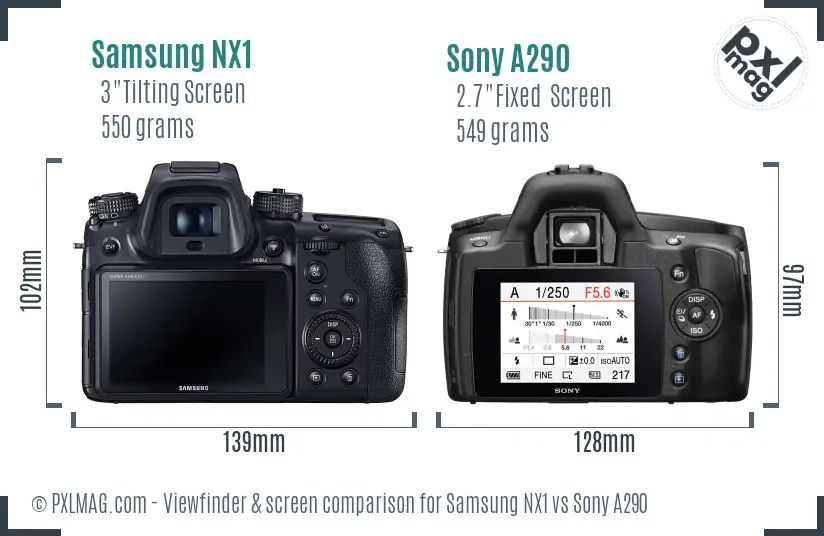 Samsung NX1 vs Sony A290 Screen and Viewfinder comparison