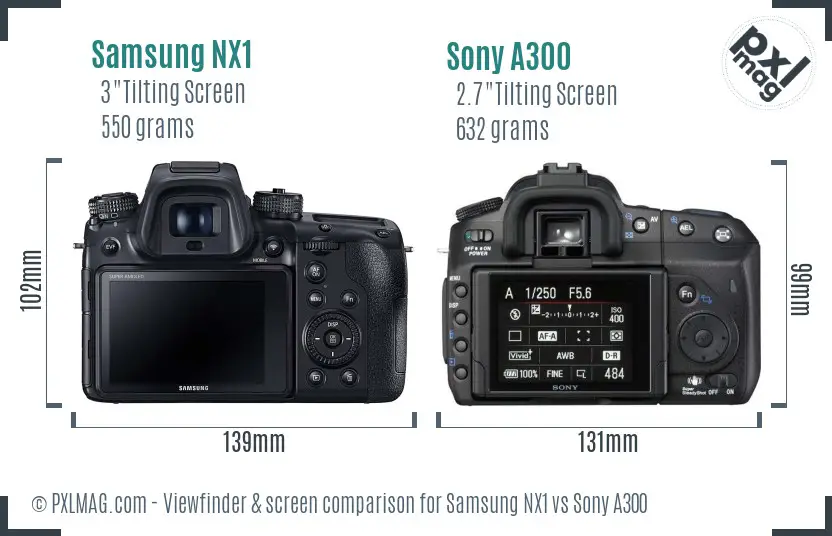Samsung NX1 vs Sony A300 Screen and Viewfinder comparison
