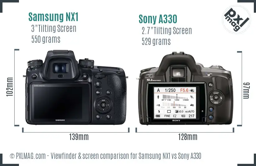 Samsung NX1 vs Sony A330 Screen and Viewfinder comparison