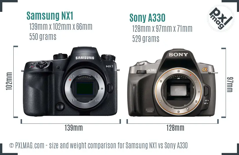 Samsung NX1 vs Sony A330 size comparison