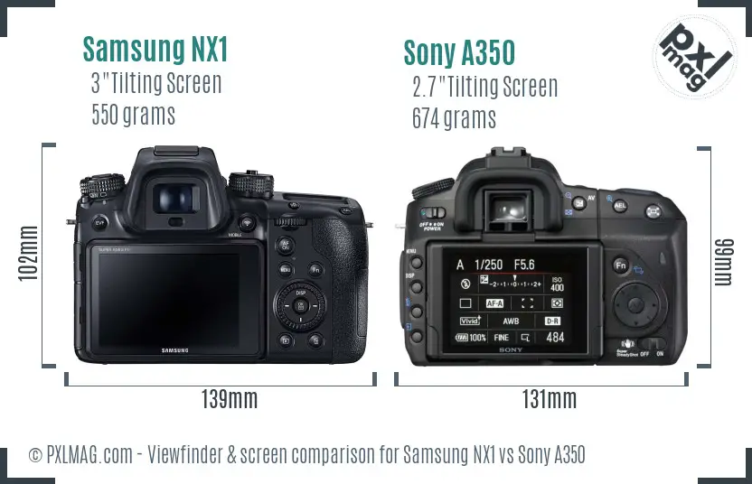 Samsung NX1 vs Sony A350 Screen and Viewfinder comparison