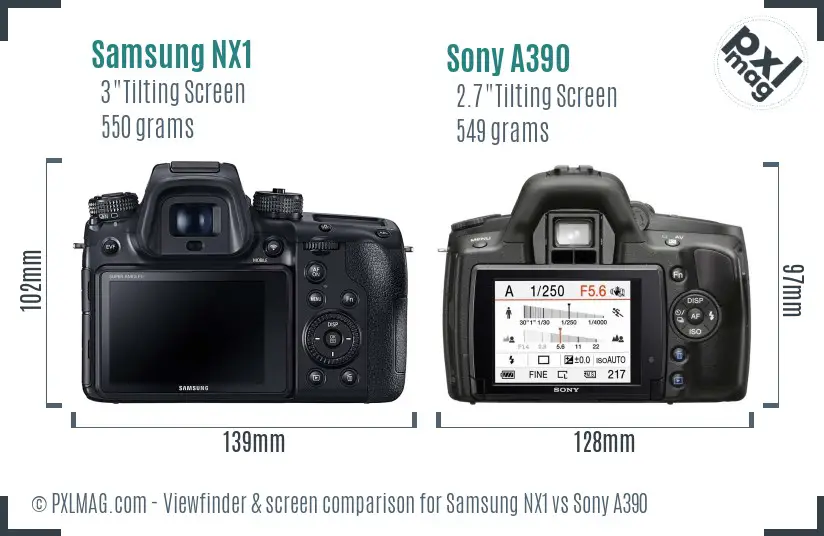 Samsung NX1 vs Sony A390 Screen and Viewfinder comparison