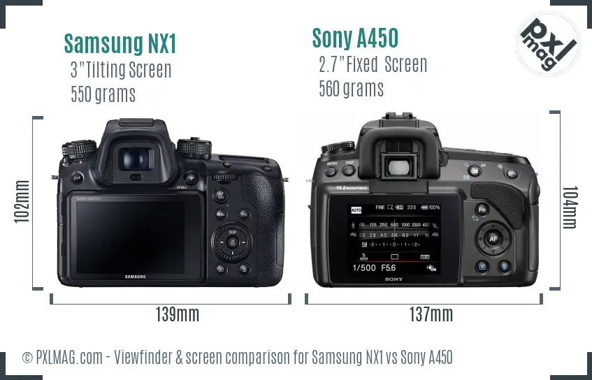 Samsung NX1 vs Sony A450 Screen and Viewfinder comparison