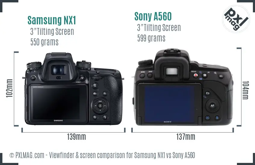 Samsung NX1 vs Sony A560 Screen and Viewfinder comparison