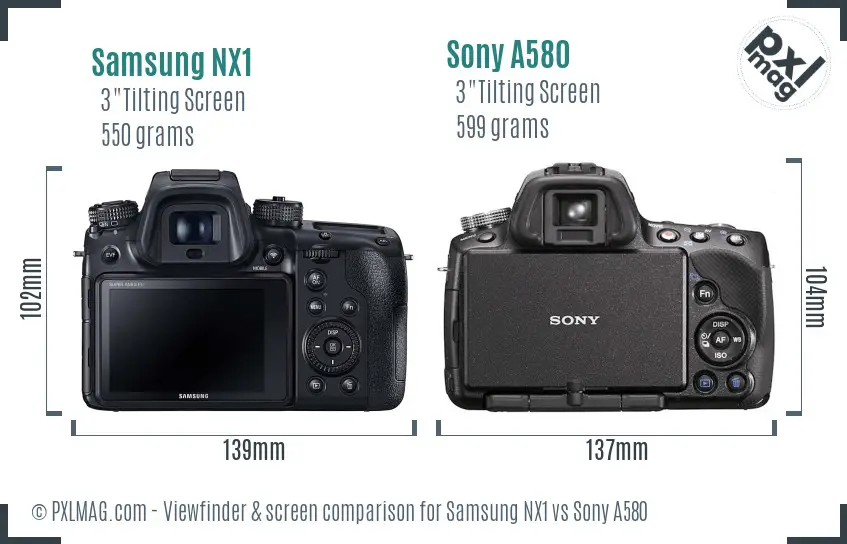 Samsung NX1 vs Sony A580 Screen and Viewfinder comparison