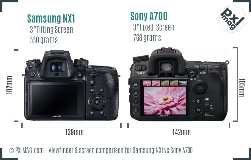 Samsung NX1 vs Sony A700 Screen and Viewfinder comparison