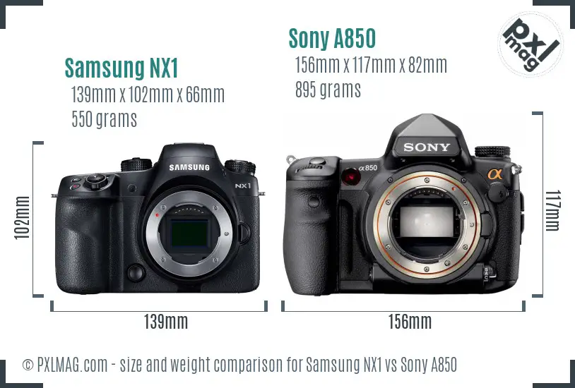 Samsung NX1 vs Sony A850 size comparison