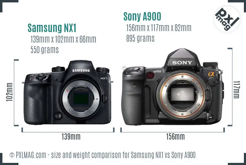 Samsung NX1 vs Sony A900 size comparison