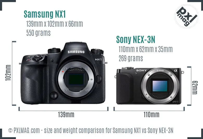Samsung NX1 vs Sony NEX-3N size comparison