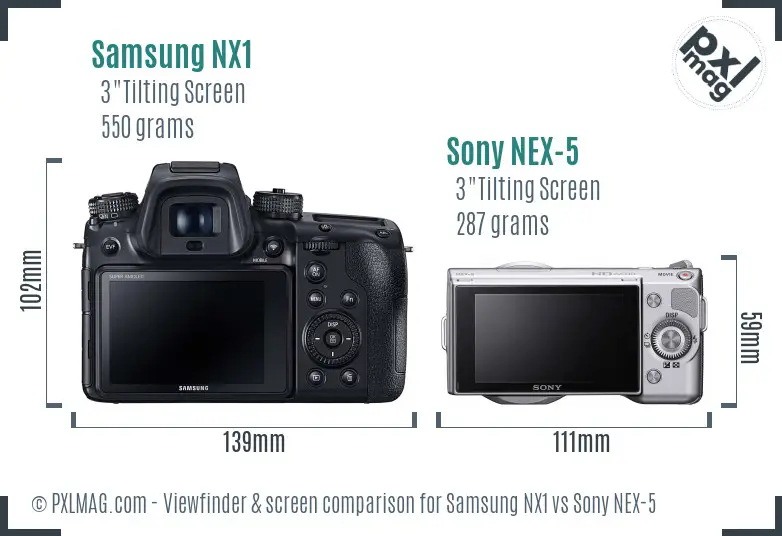Samsung NX1 vs Sony NEX-5 Screen and Viewfinder comparison